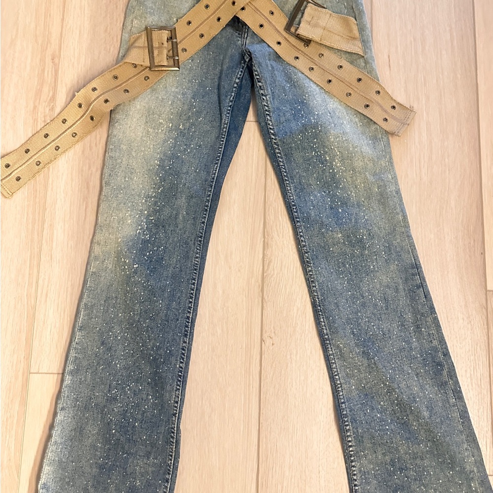 Jaded London Blue Jeans with Tan Belt